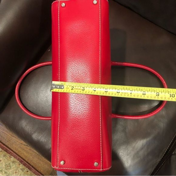 W KATE SPADE Large Red Leather Tote Briefcase Shoulder Bag with Three Sections - Picture 10 of 14